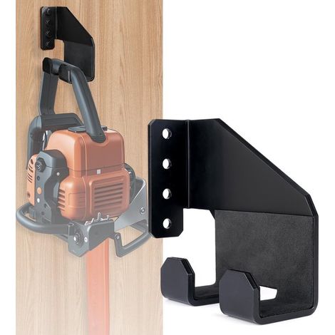 Supporto per motosega, supporto per motosega, supporto a parete per motosega, supporto per motosega con cuscinetto antigraffio, supporto a parete, scaffale portaoggetti, giardino, garage, nero (1/5)