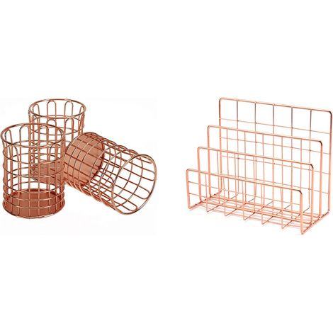de 3 porte crayons roses 1 étagère de bureau rose et 1 bloc
