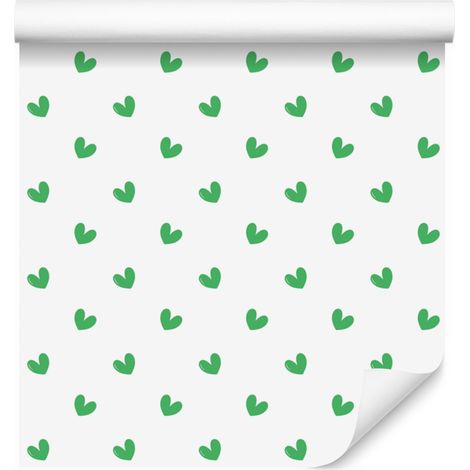 Papier peint Cœur Blanc, Menthe et Vert 50x1000 cm (1/5)