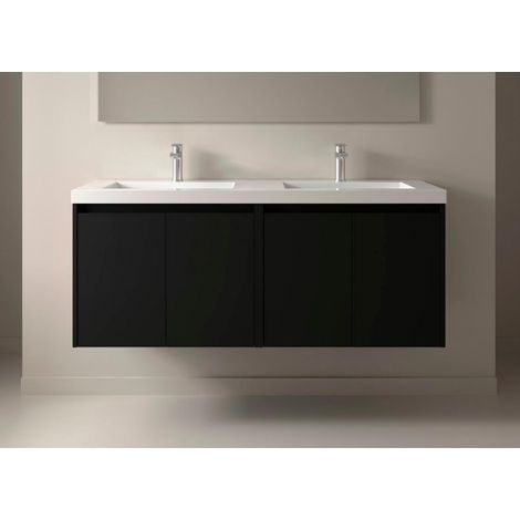 Noja Unterschrank 1400 4 Türen + Waschbecken Black Satin