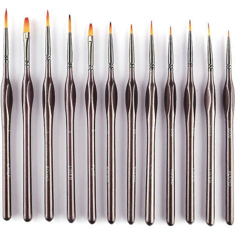 7 Pices Dtail Pinceau, Nylon Art Pinceaux Ldal Pour Des Dtails Minutieux Et Finition, Pour Les Peintures Acryliques, Aquarelles, Huiles Et Gouache (1/5)