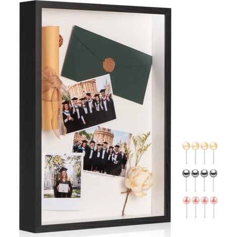 Cadre photo 3D profond à remplir, format A3, avec doublure en lin doux, verre véritable, cadre photo 3D avec largeur profonde, à remplir, exposition, bricolage, mariage, bébé, remise de (1/5)