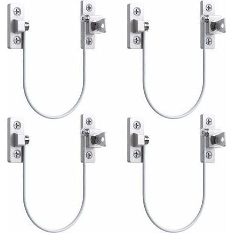 4pcs Entrebâilleur Fenêtre Porte Restricteur de Porte de Fenêtre Verrou Fenetre UPVC Verrouillage de Limite Verrou de Sécurité Câble Serrure de Limite Avec Clé et Vis--TRIMEC
