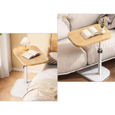 Table d’appoint réglable 45–80 cm, petite table de canapé ou chevet, salon chambre, en bois naturel et métal (1/5)