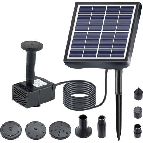 Kit fai-da-te per fontana per uccelli ad energia solare da 1,5 W CC con 5 ugelli, adatto per laghetti e terrazze all'aperto. (1/5)