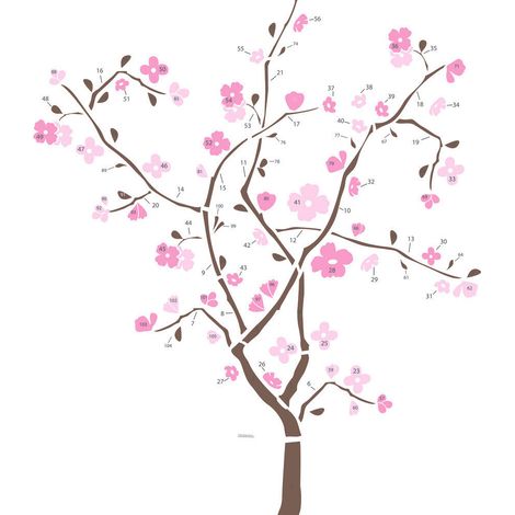 Stickers - Arbres à Feuillages Roses - Hauteur 45,7 cm (1/3)
