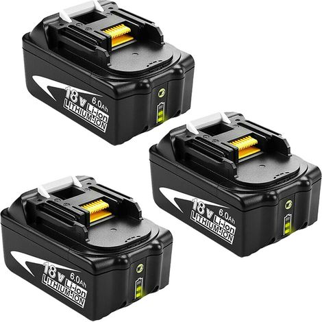 Powerwings – Batterie lithium 18V 6,0Ah – Lot de 3 batteries – Compatible avec Makita BL1840 BL1850 BL1860 – Chargeur DC18RC DC18RA inclus (1/5)