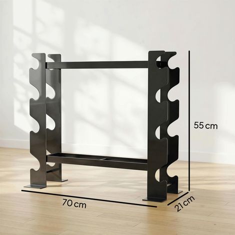 Support à haltères en acier à 4 niveaux, capacité de charge 200 kg, 70 x 21 x 55 cm, noir (1/5)