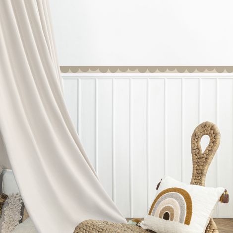 Frise décorative adhésive, festonnée irrégulier beige, motif géométrique, enfant, 5 cm X 300 cm (1/5)