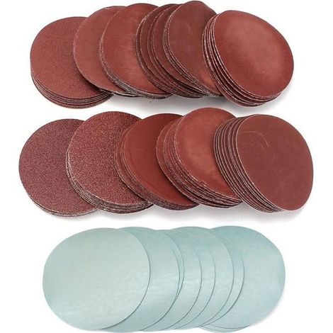 100Pcs Papier De Verre Ponçage Polissage Disque Feuille Abrasif 80-3000 Grit 3Pouce 75mm (1/4)