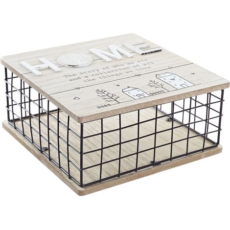 Dekorative Box DKD Home Decor Schwarz natürlich Metall Holz MDF