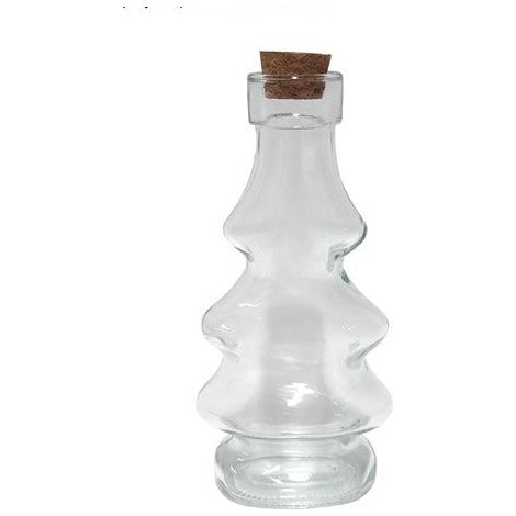 DUE ESSE DISTRIBUZIONI Bottiglietta Albero di Natale con Tappo Sughero H 15,5 Cm Vetro Natural
