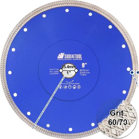 Lame de scie diamantée, Lame de scie circulaire, Diamètre de 230 mm, Pour couper des carreaux et de la pierre (1/2)