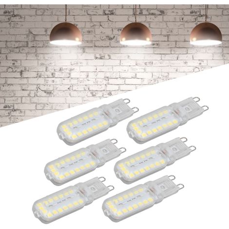 Lot de 6 ampoules G9 7W 32LED à intensité variable, suspension, plafonnier, applique murale, lampe de table, blanc naturel, 220-240V. (1/5)