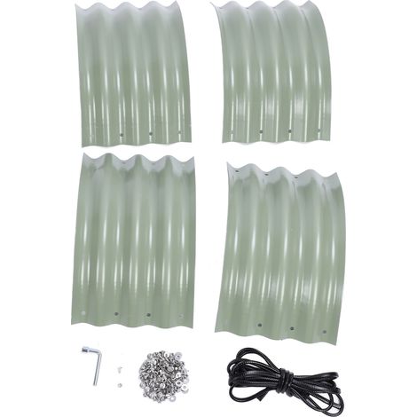 Jardinière en acier inoxydable, 60x60x28cm, boîtes de jardin, fond ouvert, lit surélevé sûr pour la maison et l'école, vert clair (1/5)