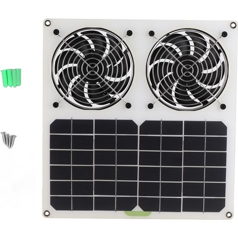 Solarbetriebener Ventilator, 12 Zoll, wasserdicht, Doppelventilator, 100 W, Solar-Abluftventilator für Hühnerstall und Gewächshaus