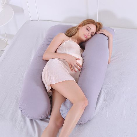 Oreiller De Grossesse En Forme De U - Support Corps Entier Pour Dormir Sur Le Côté - Housse Amovible Et Lavable En Velours Cristal - 70 x 130 cm (1/5)