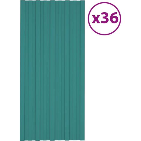Panneaux de toiture 36 pcs Acier galvanisé Vert 100x45 cm vidaXL