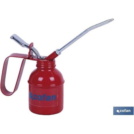 COFAN aceitera metálica 200 ml , Aceiteras con bomba de accionamiento.  Contiene pulsador y salida rígida. La aceitera se compone de aplicadores rígidos y boquillas con punta de la (1/2)