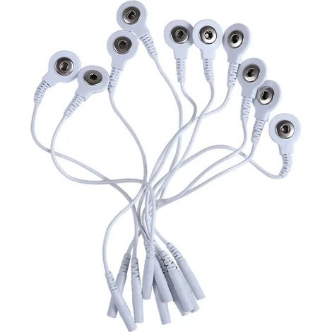 Câbles de connexion d'électrodes standard, fils d'électrodes, connecteur CC à tête de 2 mm, clip de 3,5 mm pour gants d'électrothérapie TENS/EMS04789-AquaForge