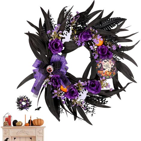 Couronne de Porte Halloween Décorations Gothiques pour Porte (1/5)