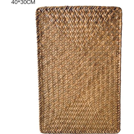 Set de table rectangulaire antidérapant en jonc de mer tissé, idéal pour les repas à la maison, les mariages, les banquets, 45 x 30 cm (1/2)