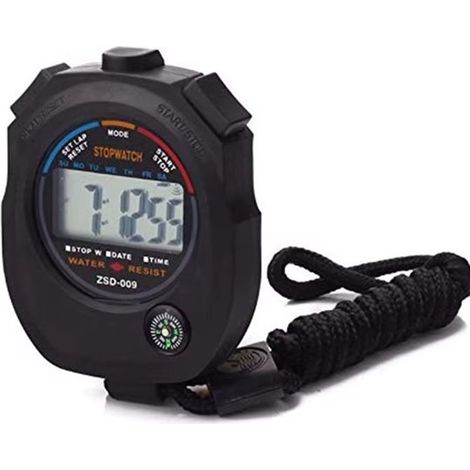 Chronomètre sport – Grand écran – Étanche – Noir – Chronométrage précis (1/3)