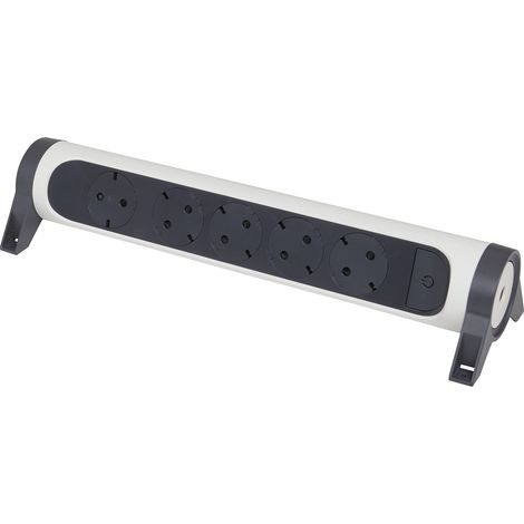 Multiprise rotative, 5 prises, multiprise, montage mural ou sur table, interrupteur marche/arrêt LED, sans câble, ultra blanc/gris foncé, 694546 (1/4)