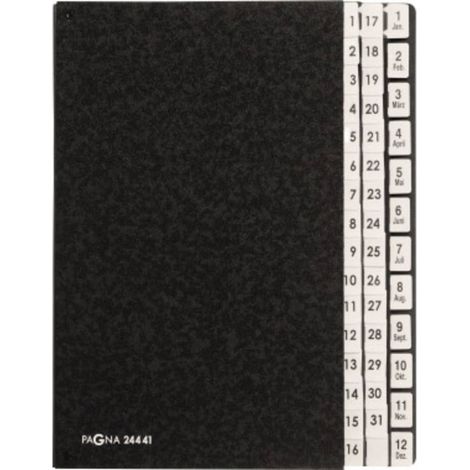 PAGNA 24441-04 Cellulosa spessa Nero DIN A4 Numero scomparti: 44 1-31, 1-12, Genn.-Dic. (1/5)