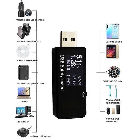 Multimètre USB, voltmètre, testeur de tension, de courant et de puissance rétroéclairé, ampèremètre (1/4)