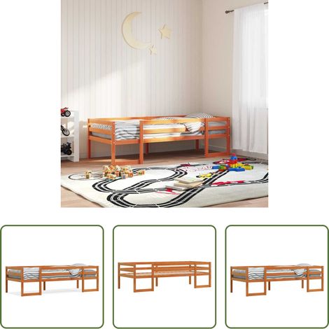 Kieferbett - Kinderbett Wachsbraun 90x200 cm Massivholz Kiefer (1/5)