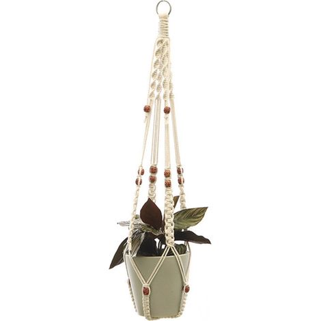 Support pour plantes en macramé, porte-pot de fleurs décoratif tissé, panier suspendu pour intérieur et extérieur, fait main en corde de coton, décoration intérieure (1/5)