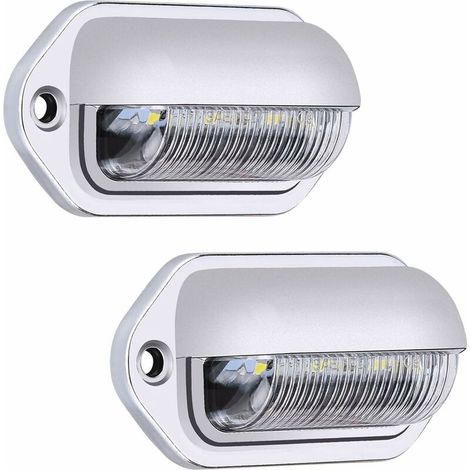 luces LED impermeables para matrícula, luces traseras LED SMD de 6 LED, lámpara de matrícula para camión, furgoneta, remolque, coche, caravana (12V/24V), color plata (1/5)