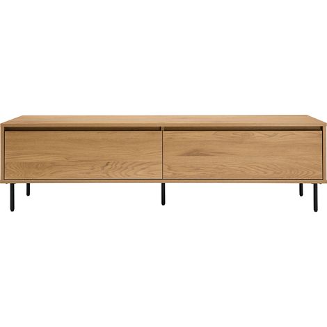 Mueble TV con acabado de roble claro y 2 cajones 160 cm ARAGON (1/4)