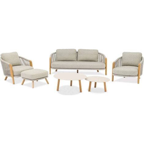Conjunto de muebles de jardín Homms Haven Zumm color moca, aluminio y teca. (1/5)
