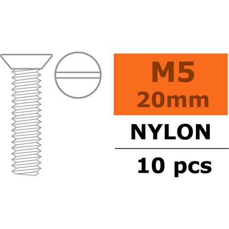 Revtec - Flat Head Screw - M5X20 - Nylon - 5 pcs
