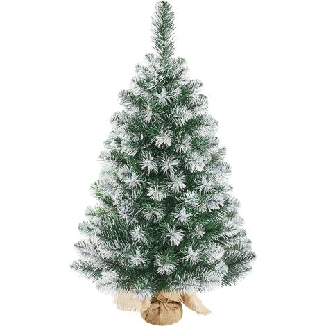 Yaheetech Albero di Natale Artificiale Albero di Natale in PVC Realistico con Base e Neve per Casa Ufficio Negozio Altezza 90 cm (1/5)
