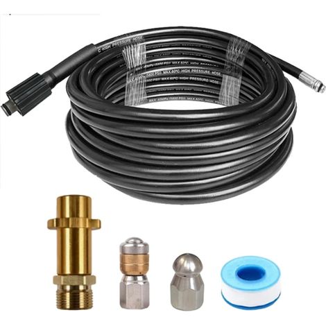 Kit de tuyau de nettoyage de vidange avec adaptateur M22 pour nettoyeurs haute pression Karcher K2 et K3, acier inoxydable résistant à l'usure pour un nettoyage fiable des tuyaux et un (1/5)