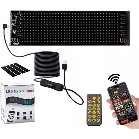 DISCORAMA® PANNELLO LED FLESSIBILE SCORRIMENTO DISPLAY PROGRAMMABILE BLUETOOTH USB 5V PER AUTO 16X64 (1/5)