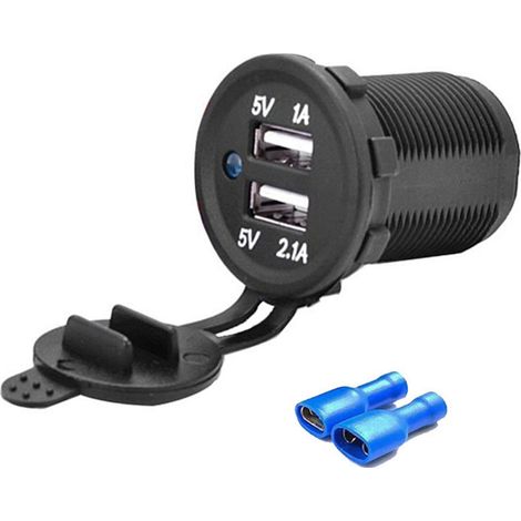 1 voltmètre numérique CC et 1 chargeur USB double port pour voiture, bateau, marine affichage LED rouge tension 12-24 V montage en tableau (1/5)