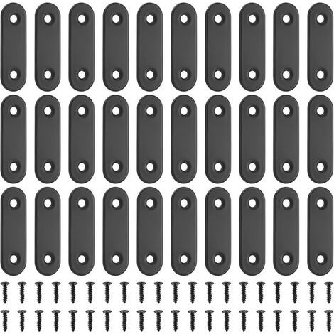 Équerres plates métalliques pour bois, lot de 30. Équerres plates et droites en acier inoxydable pour la réparation, la fixation et la restauration de structures en bois. (1/5)