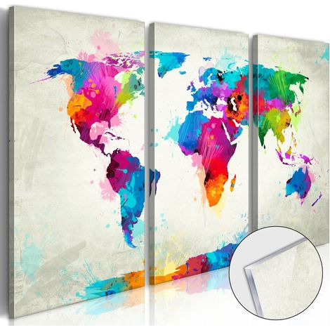 Quadri su vetro acrilico - World Map: An Explosion of Colours [Glass] - 90x60 (1/4)