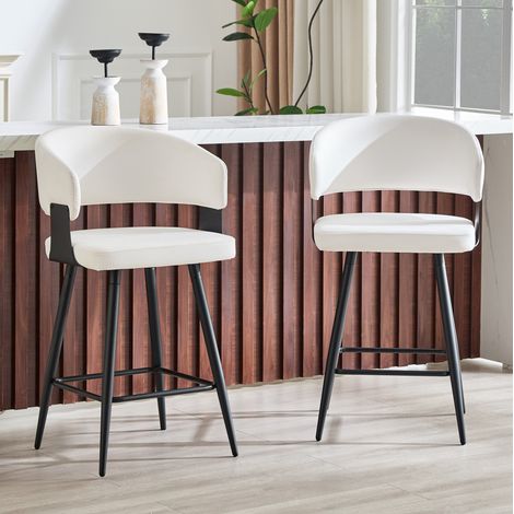 Set di 2 sgabelli da bar 52x47x94,5 cm in PU bianco con schienale – MEUBLIV (1/5)