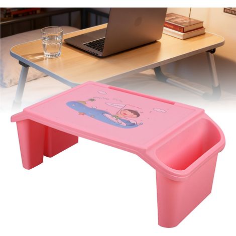 Table de Lit pour Ordinateur Portable Design Pont avec Storage Bordure Lisse Minimaliste Étudiant Rose ABS 54cm x 27cm x 19cm (1/5)