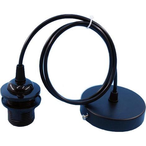 E27 Pendant Lamp Holder, E27 Pendant Lights Accessories, E27 Hanging Lamp Accessories with 1m Cable, for Bar, Cafe, Clothing Store, Home, Hotel (Black) (1/5)