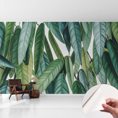 Fotomurale adesivo - murale da parete - Carta da parati autoadesiva - design parete moderno - Foglie naturali 416x254 cm (1/5)