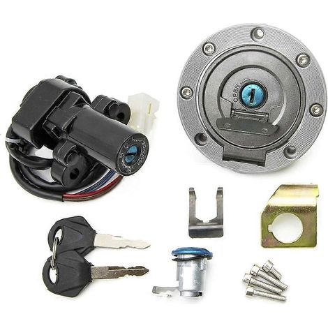 Schlüsselsatz inklusive Zündschalter, Tankdeckel, Sitzbankschloss und Schlüssel für Yamaha YZF R1 02-03 07-22, R6 2004 2006-2022, FJR1300 2001-2022 und FZ6. (1/5)