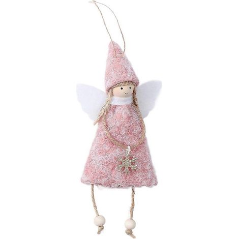 Peluche ange poupée décoration de Noël, fée fille pendentif, pour le sapin fête de fin d'année décoration,Rose (1/5)