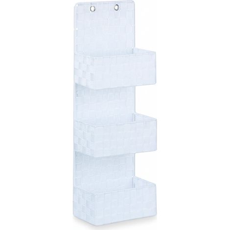 Portaoggetti da bagno in tessuto da appendere a parete portaoggetti da appendere 3 scomparti 75 cm bianco 1300017362