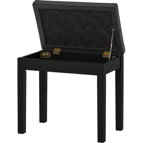 Banco para piano con compartimento de almacenamiento en piel sintética negra 55 x 34 x 50 cm (1/5)
